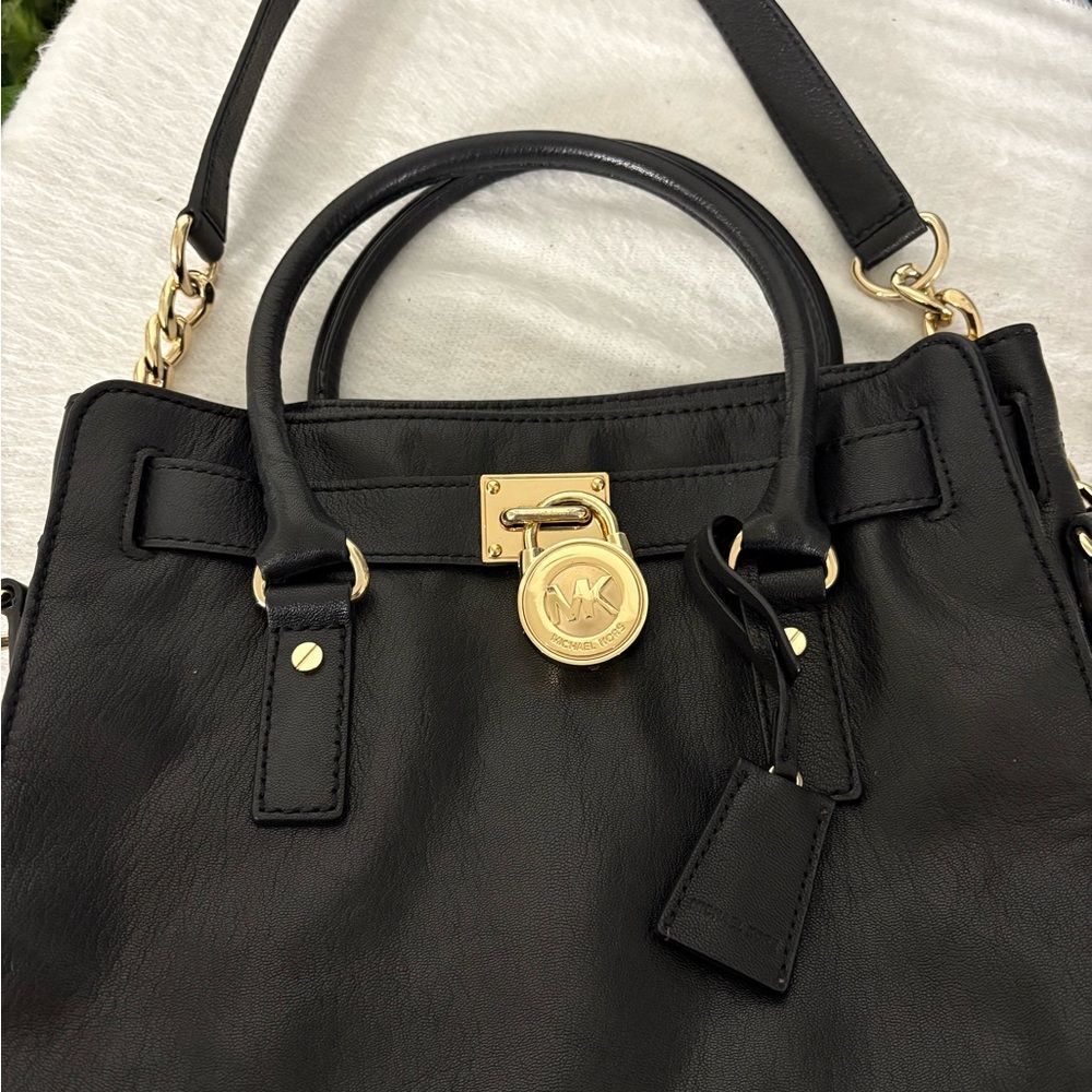 Michael kors Black Leather Satchel with Gold Hardware & Detachable Strap NWOT - Picture 8 of 11